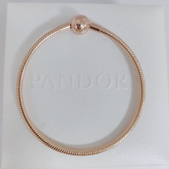 Pandora Moments Snake Chain Bracelet Rose gold plated 7.9 inch - Picture 4 of 5